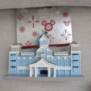 Disney World Beach Club Resort Blue and White Holiday Ornament NWT
